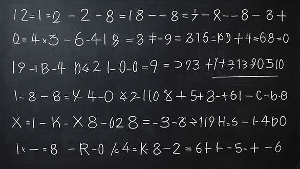 Mathematical equations and numbers revealing Kaprekar's constant.