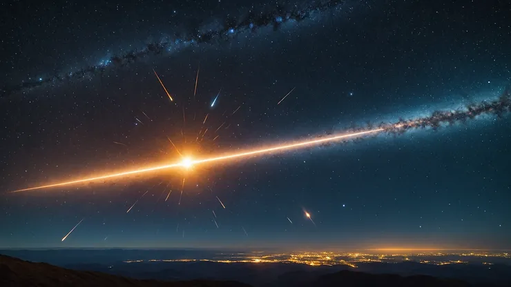 A meteor gliding through the emptiness of space