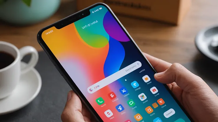 Close-up of colorful smartphone display featuring One UI 6.1